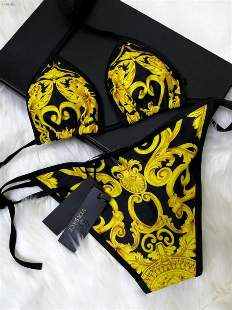 versace style swimsuit|Versace bikini top.